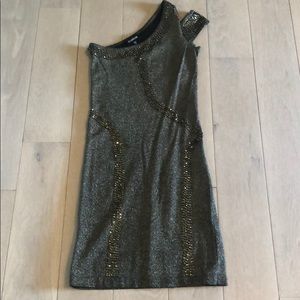 Bebe black and gold sparkle beaded dress